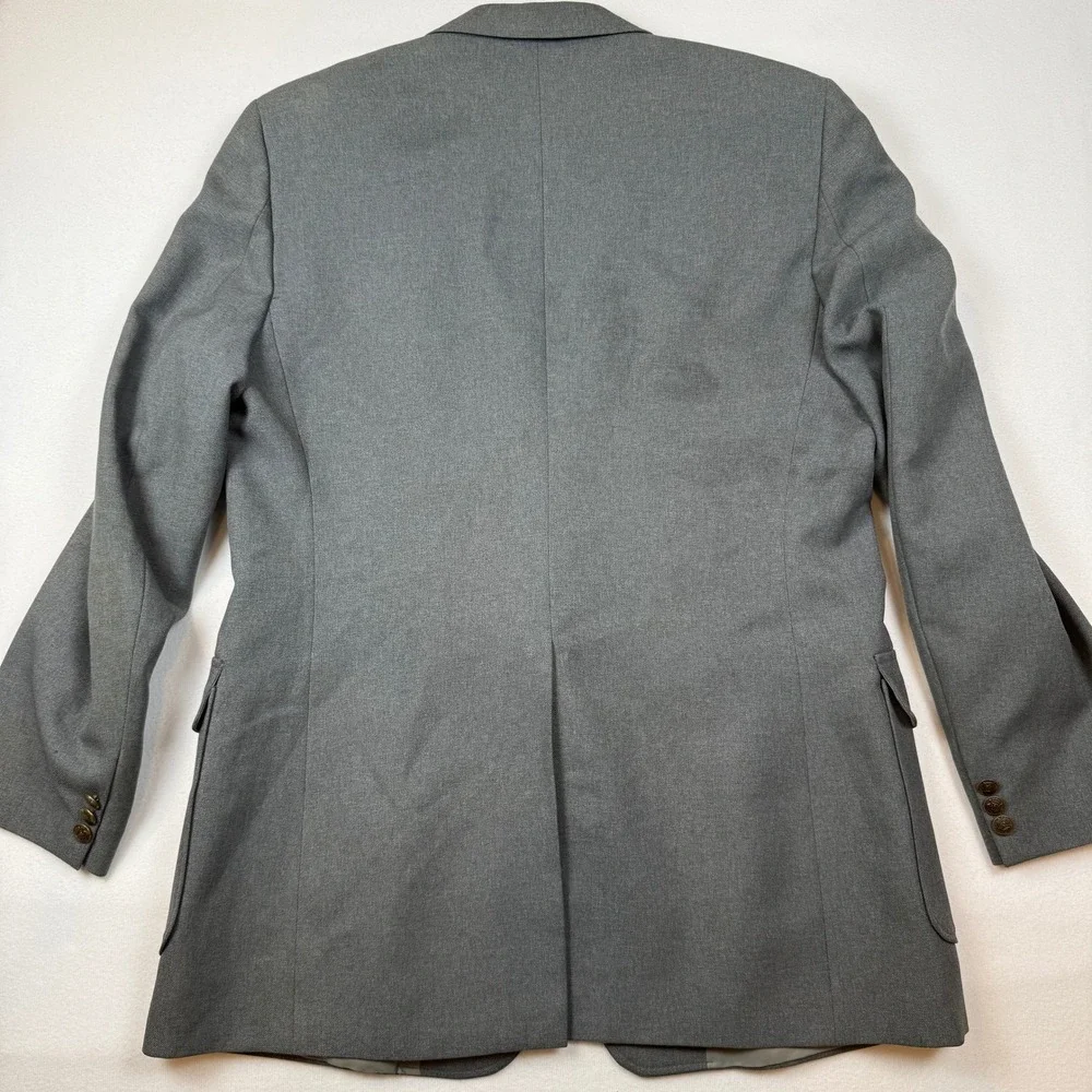 Haggar Blazer Jacket Mens 44L Gray Washable 2-Button Gold Buttons Vintage Style